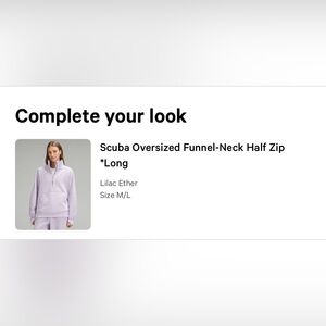 Scuba Oversized Funnel-Neck Half Zip *Long, Lilac Ether, Size M/L